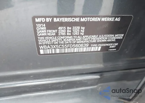 2015 BMW 328I Gran Turismo xDrive из США, поврежденный, VIN WBA3X5C55FD560639